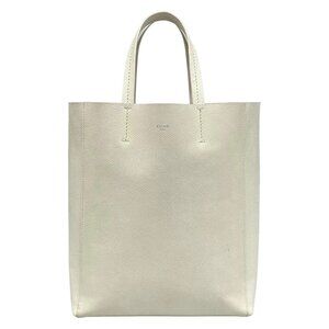 CELINE Vertical Cabas Small - White Leather Tote Bag